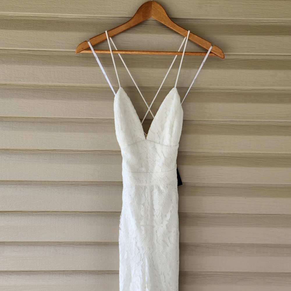 Lulus All About Tonight white lace up jumpsuit size XS - Picture 11 of 12